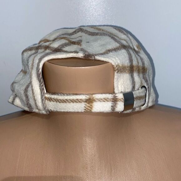 Venus Women's Beige Tan Neutral Plaid 'LOVE' Baseball Cap Hat One Size - Picture 3 of 9